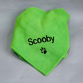 seledynowy kocyk dla psa z imieniem scooby sweetapaszka.pl